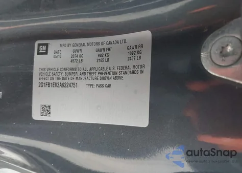 2010 Chevrolet Camaro 1Lt from USA, damaged, VIN 2G1FB1EV3A9224751